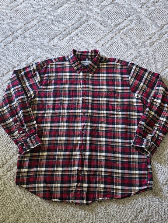 Carhartt Other - Carhartt Men's Red and Cream Plaid Button-Down Shirt